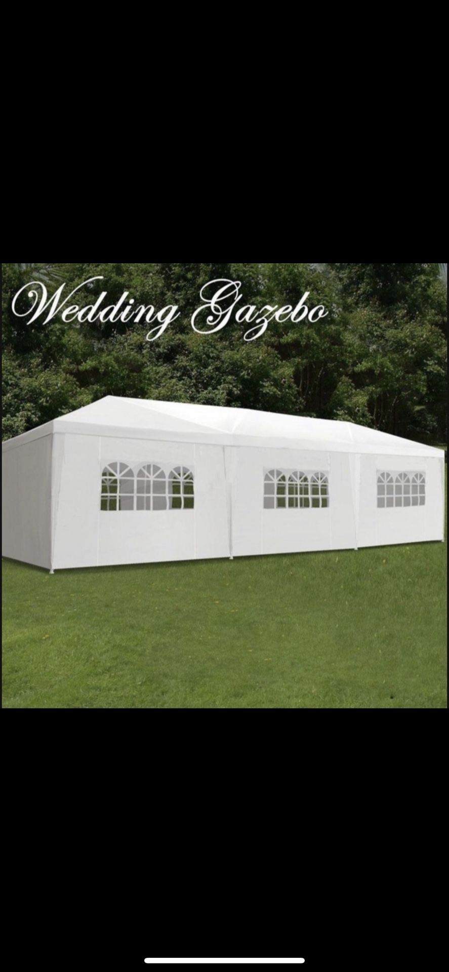 10'x 30' White Gazebo Wedding Party Tent Canopy With 6 Windows & 2 Sidewalls-8 For Sale