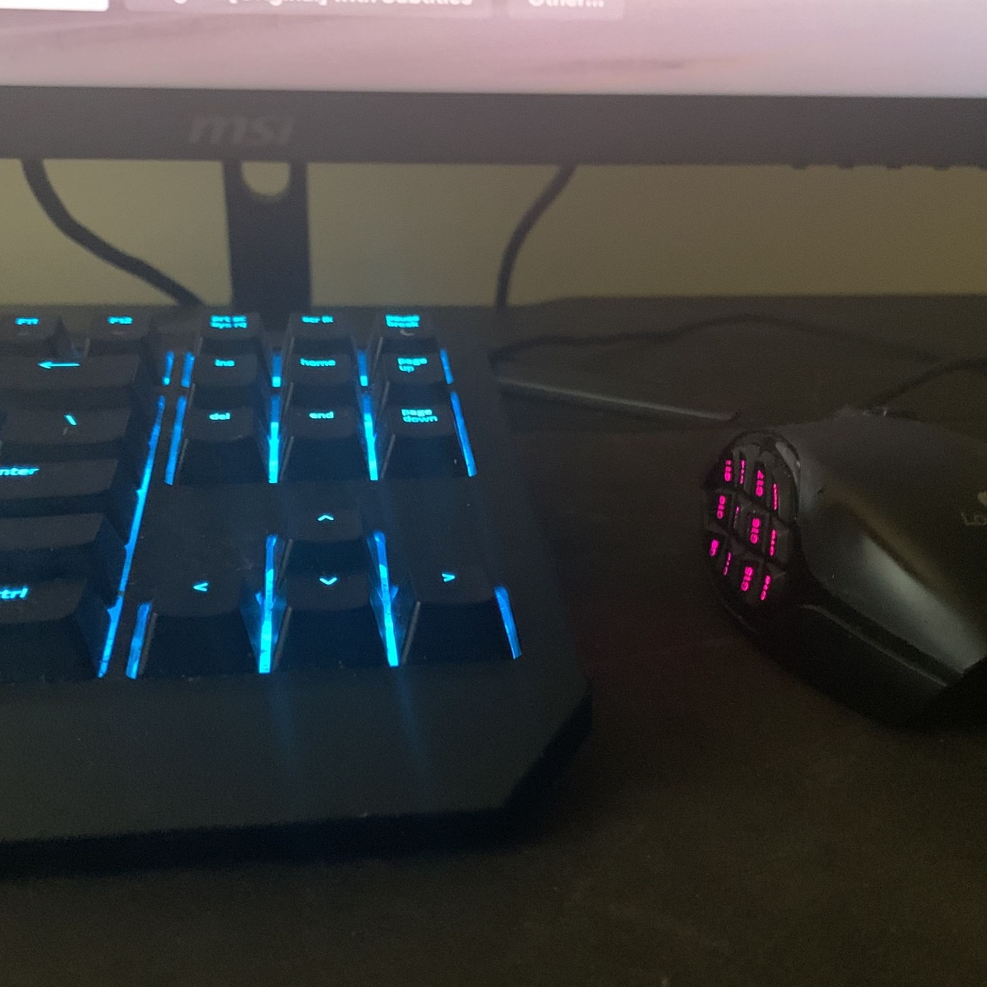 MSI Curved Gaming Monitor,Black Widow gaming Keyboard And logitech G600 Gaming Mouse