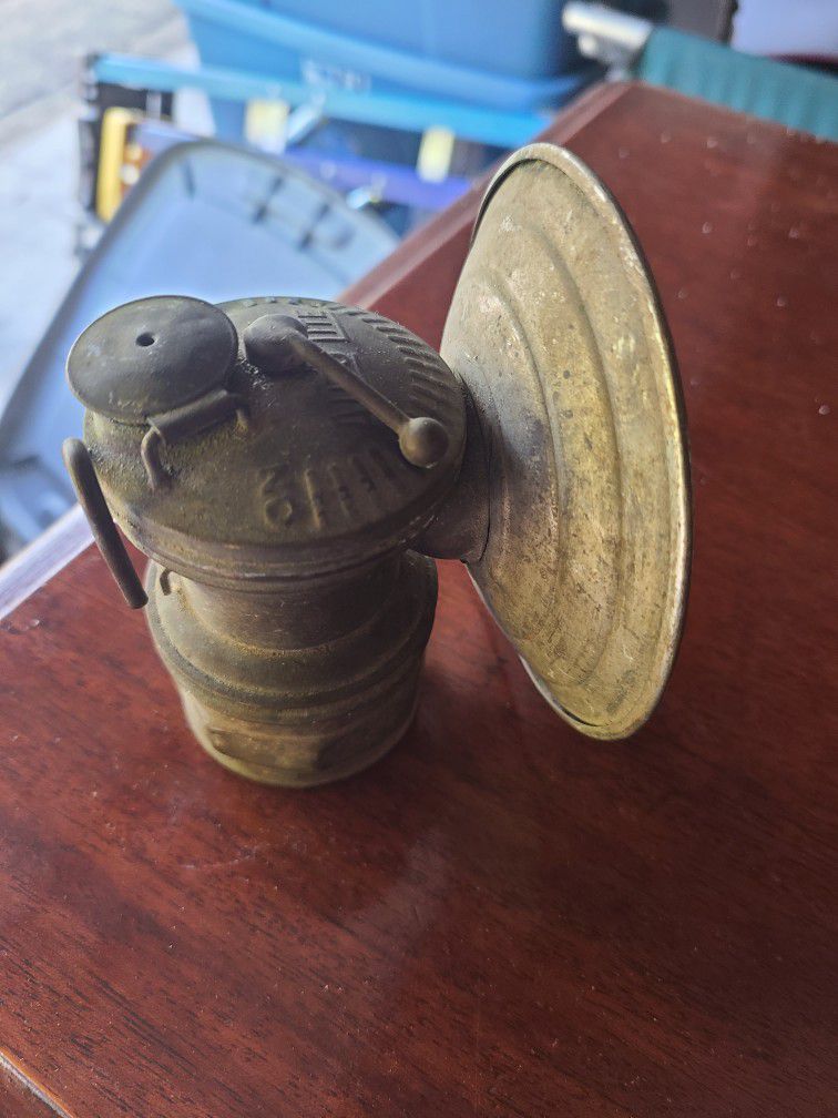 vintage brass coal miners head lamp
