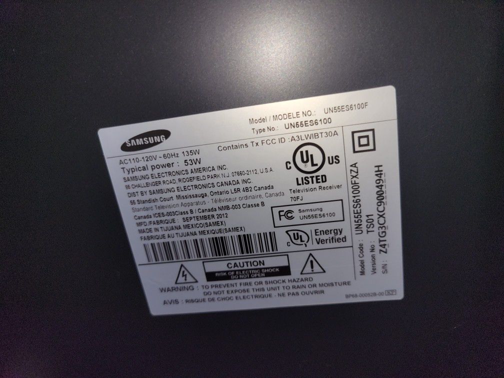 55 Inch Samsung Smart TV Model UN55ES6100F - Good Working Condition 