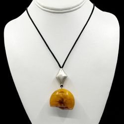 sterling silver & silk copal amber bead necklace Thumbnail
