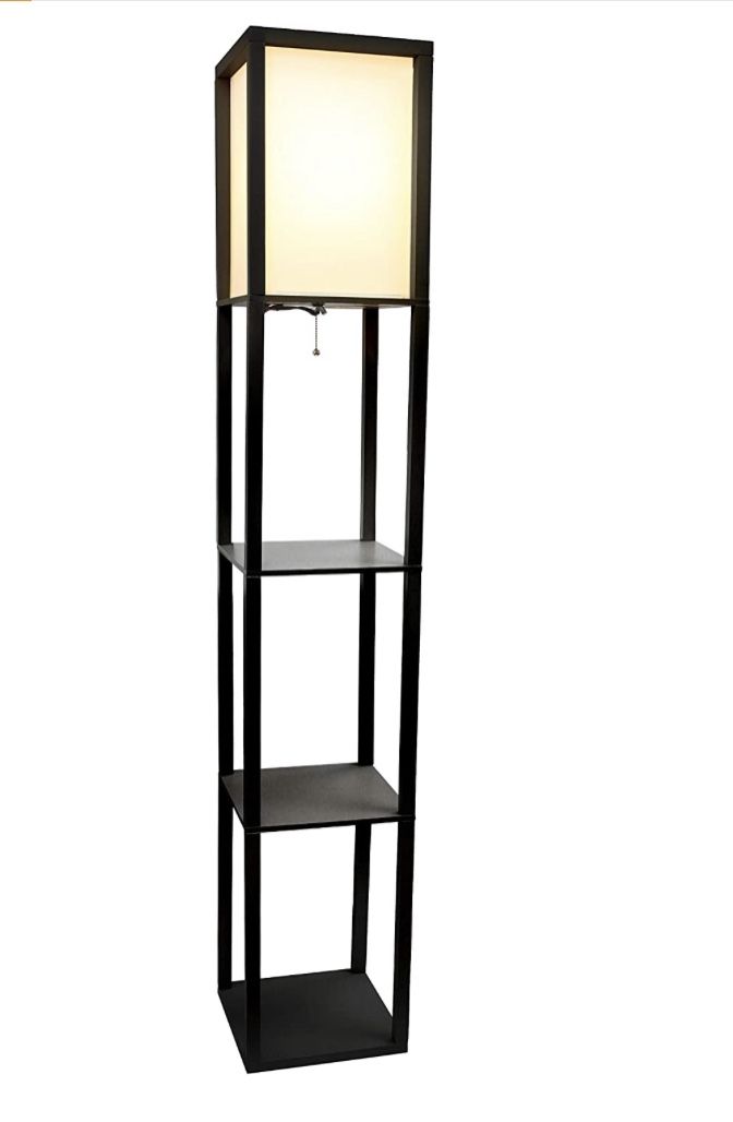 Storage Shelf With Linen Shade Floor Lamp