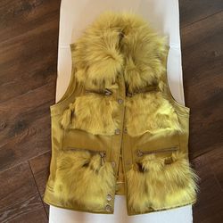 Genuine Leather And Rabbit Fur Vest Size M  Thumbnail