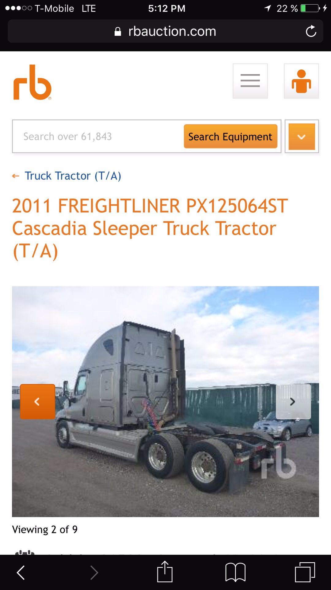 2011 Freightliner Cascadia Detroit DD15 y 10 spds transm, Dump