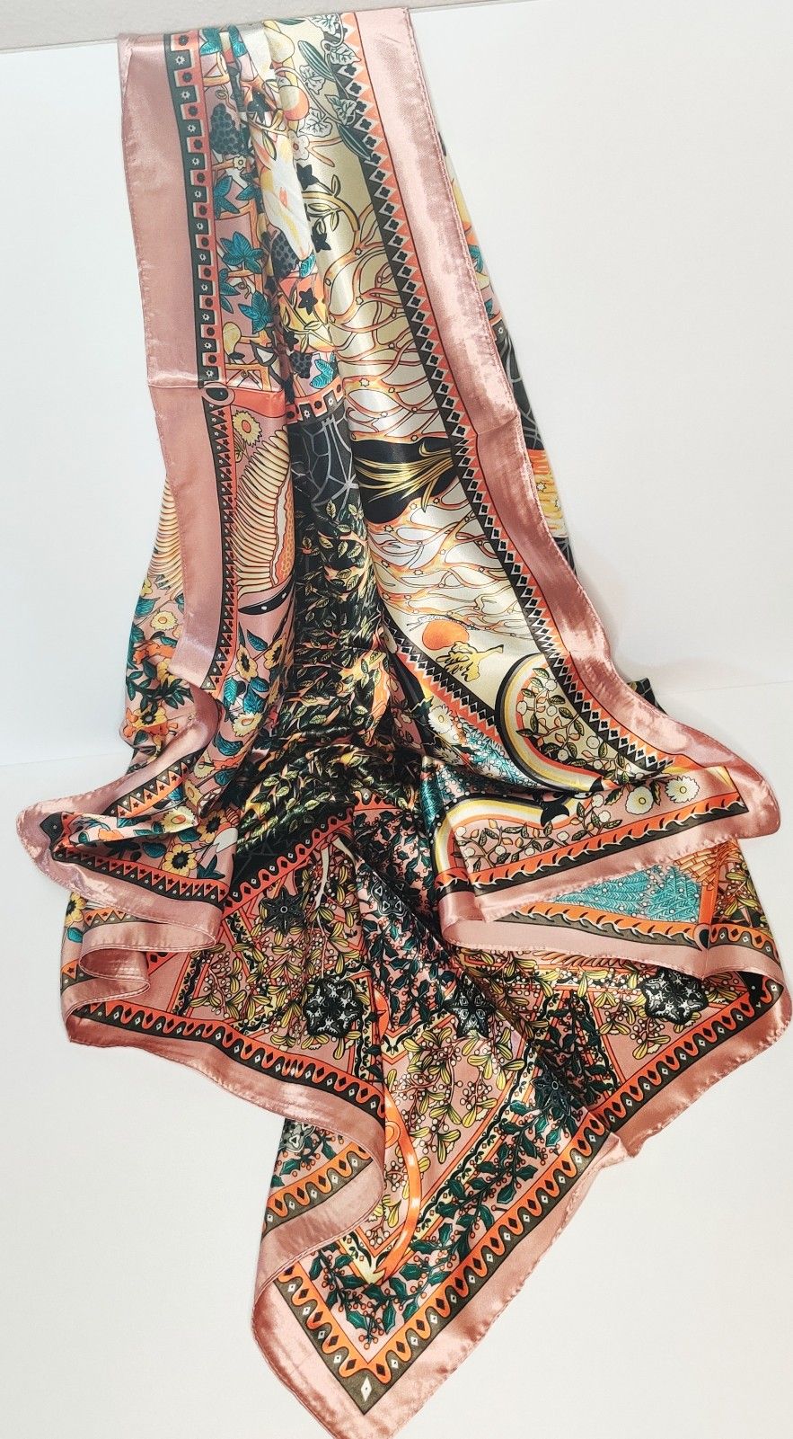 Rose Gold Silk Head Scarf/Tablecloth/Accessory
