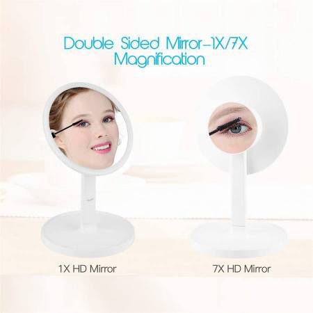 7 Inch Makeup Mirror with Lights, 1x 5X Magnifying Double Sided Cosmetic LED Mirror 3 Lights Settings Touch Control Dimmable Vanity Mirrors