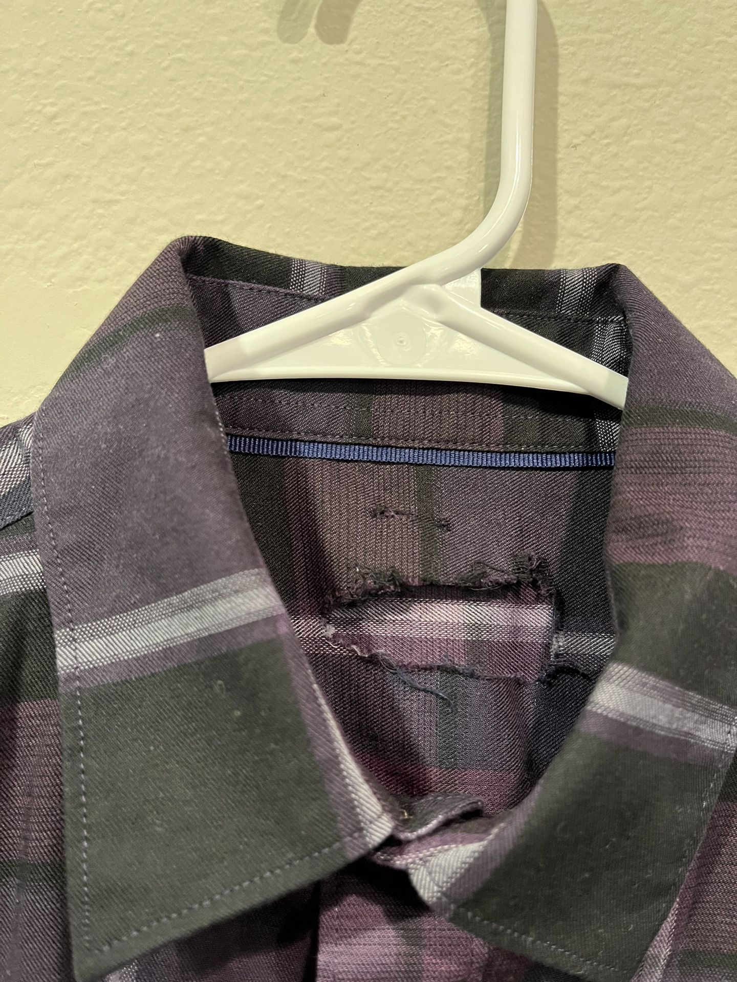 Unisex purple plaid dress shirt