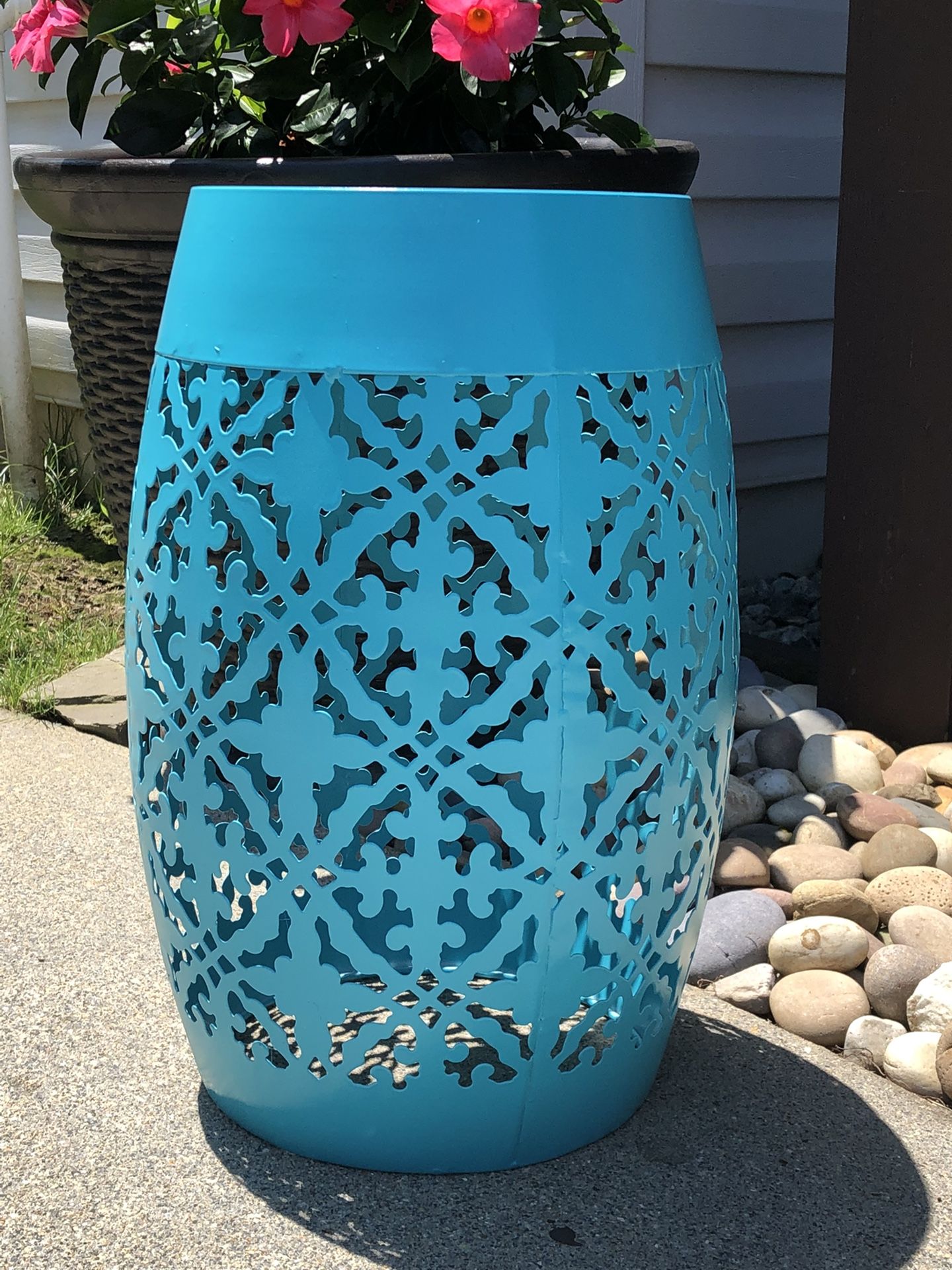 Seaside Turquoise Blue Plant Stand/ Side Table/ Garden Stool