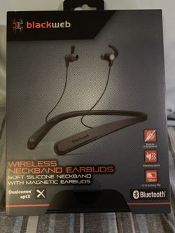 black web bluetooth neckband earbuds