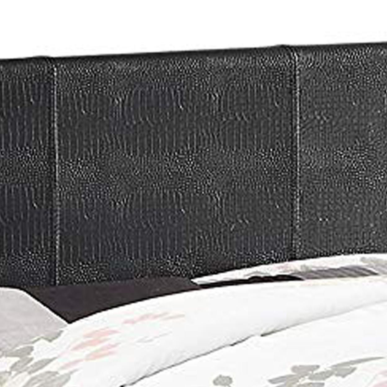 Saltoro Sherpi Contemporary Twin Platform Bed with Textured Leatherette Upholstery, Black