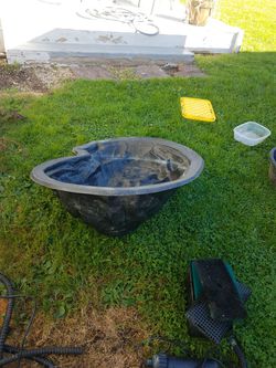 An In-ground Pond With Pump And Chicken Coop Feeders Thumbnail