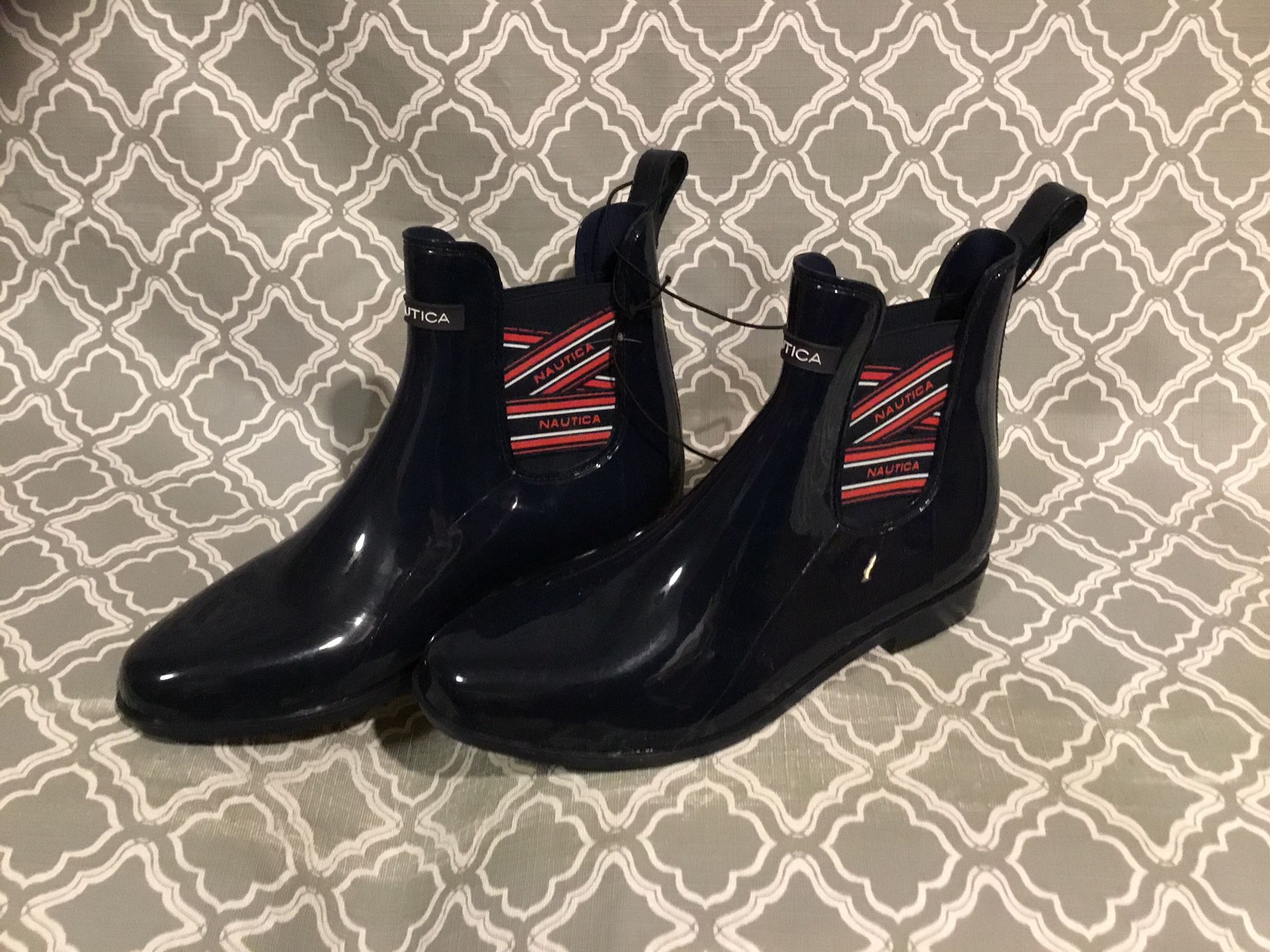 Nautical rain boots