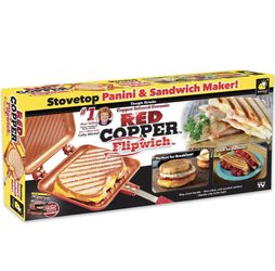 Brand NEW Red Copper Flipwich Pan Cook Sandwich Panini Thumbnail