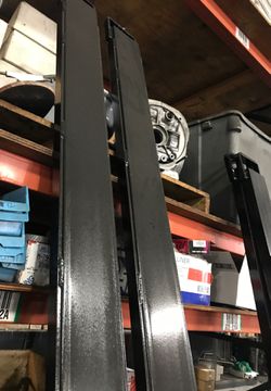 Forklift fork extensions by Medlin Ramps reinforced Black 96” long 7”wide made for a5” forks Thumbnail