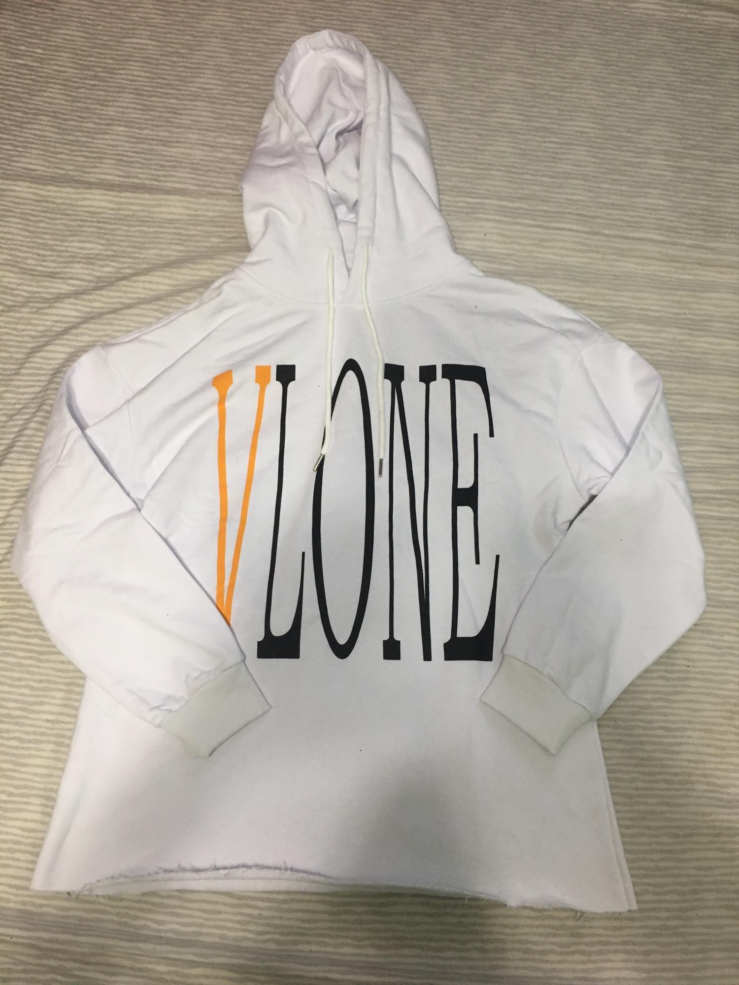 Vlone White And Yellow Logo Hoodie L