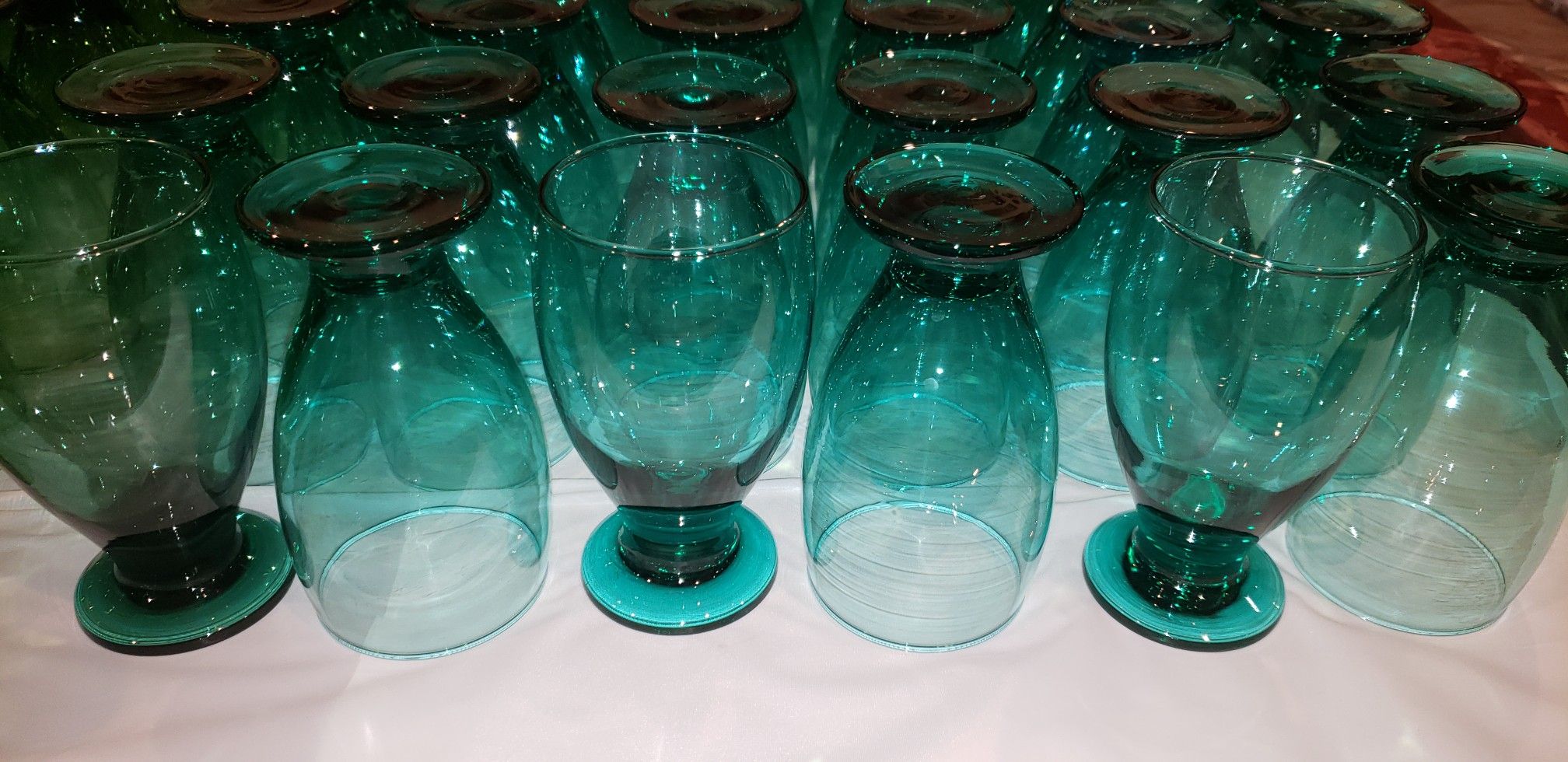 Green and Blue Glass Cups