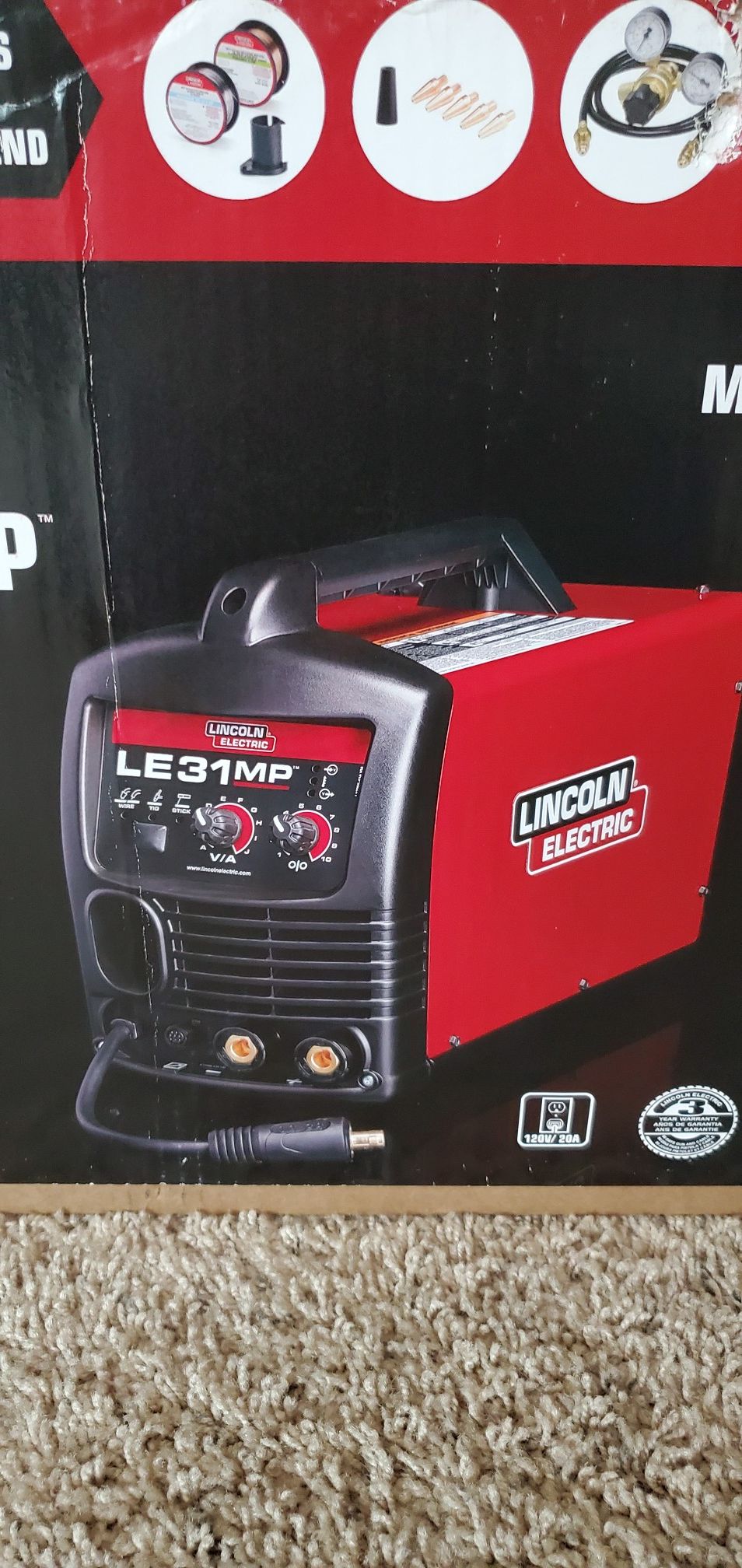 Lincoln Electric 140 Amp Le31mp Multi Process Stickmigtig Welder With Magnum Pro 100l Gun Mig 3182