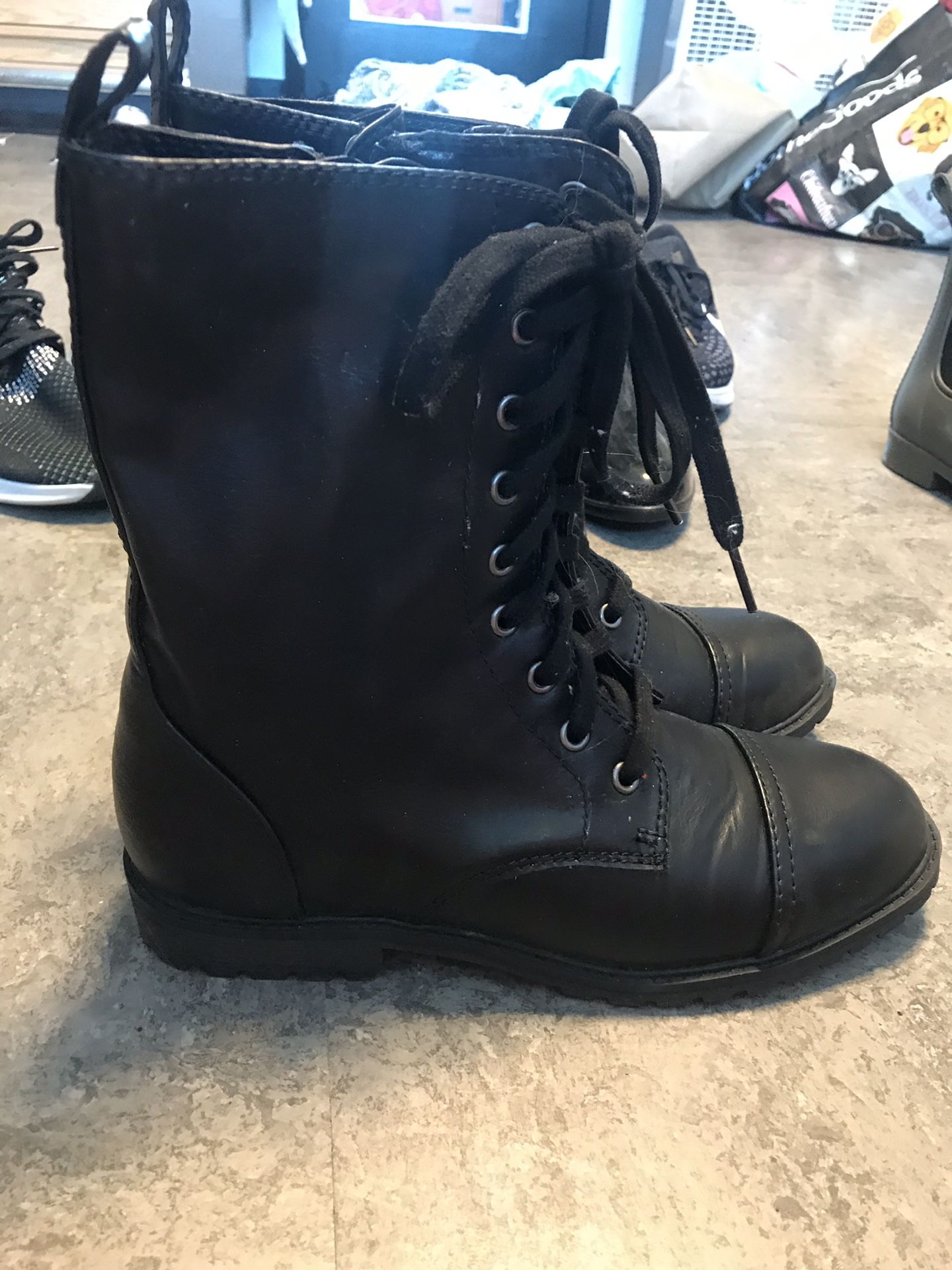 black combat boots