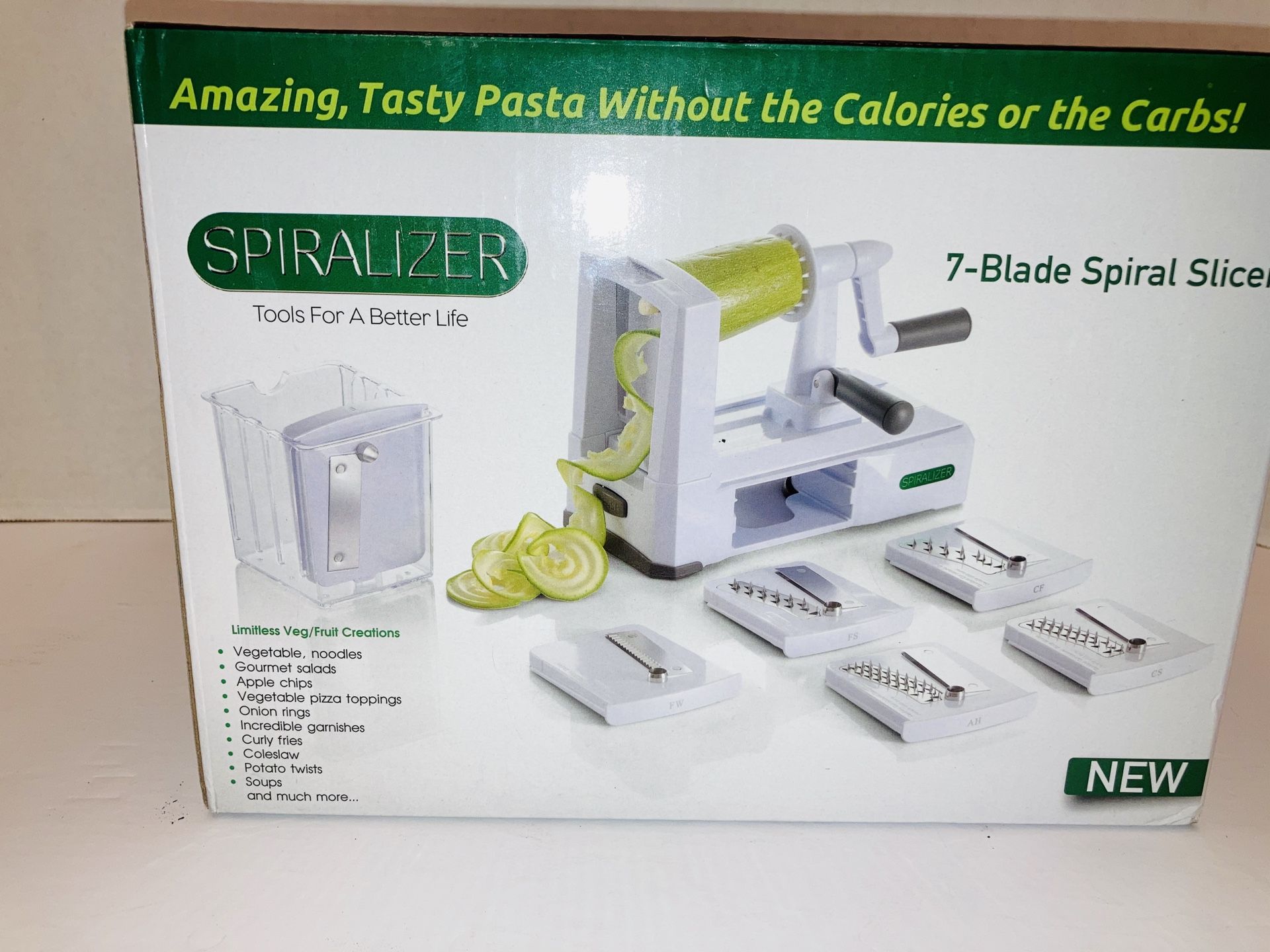 Brieftons 7-Blade Vegetable Spiralizer Strongest-and-Heaviest Duty Vegetable Spiral Slicer, Best Veggie Pasta Spaghetti Maker for Low Carb/Paleo/Glut