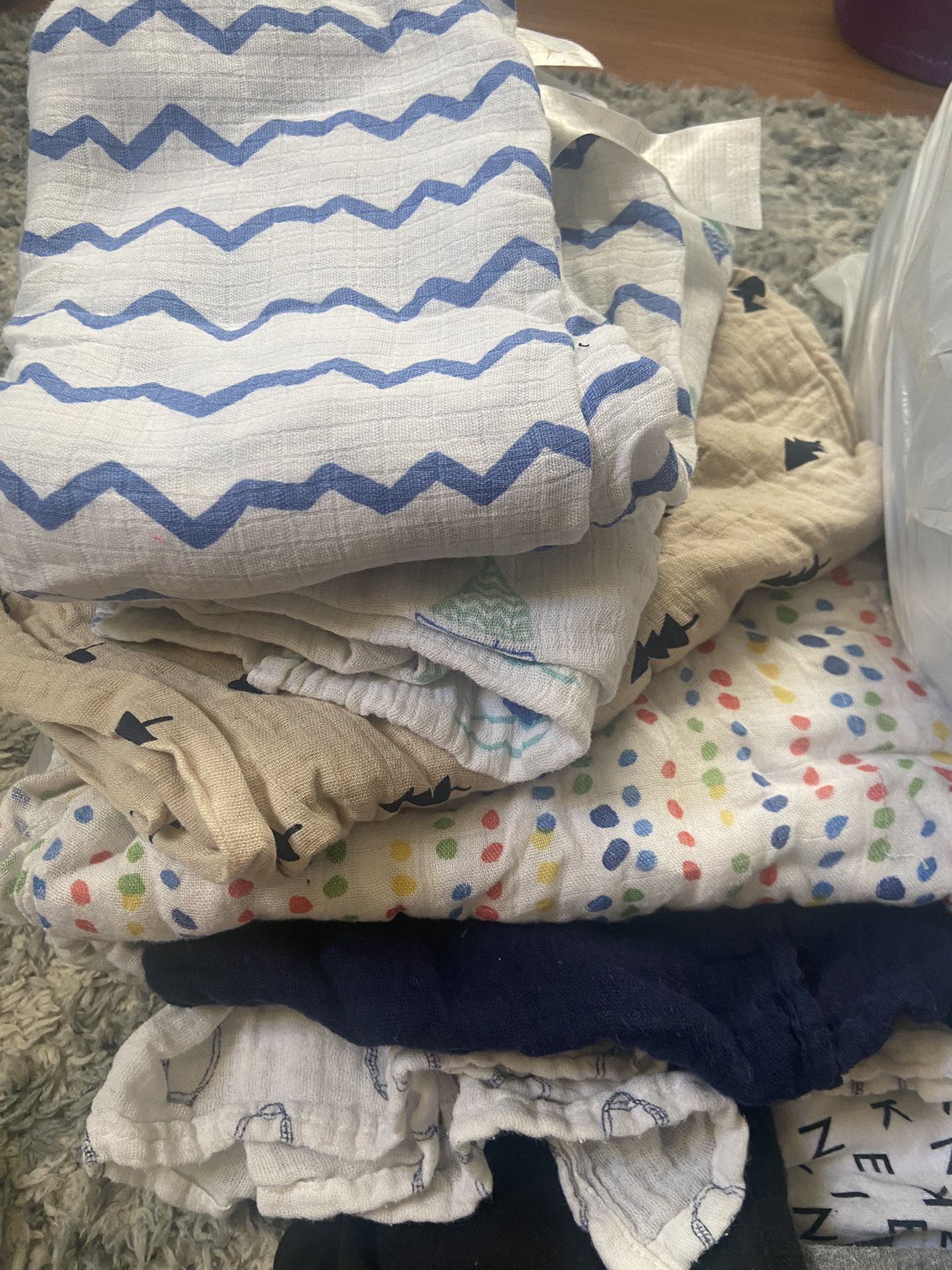 Bibs, Swaddle Blankets, 0-12 Month Sweaters, Shorts, Pants, Onesies 