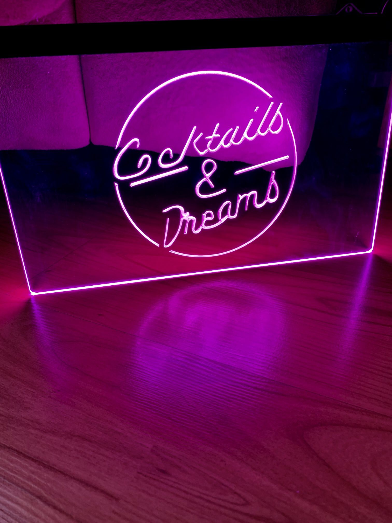 COCKTAILS AND DREAMS LED NEON PINK LIGHT SIGN 8x12