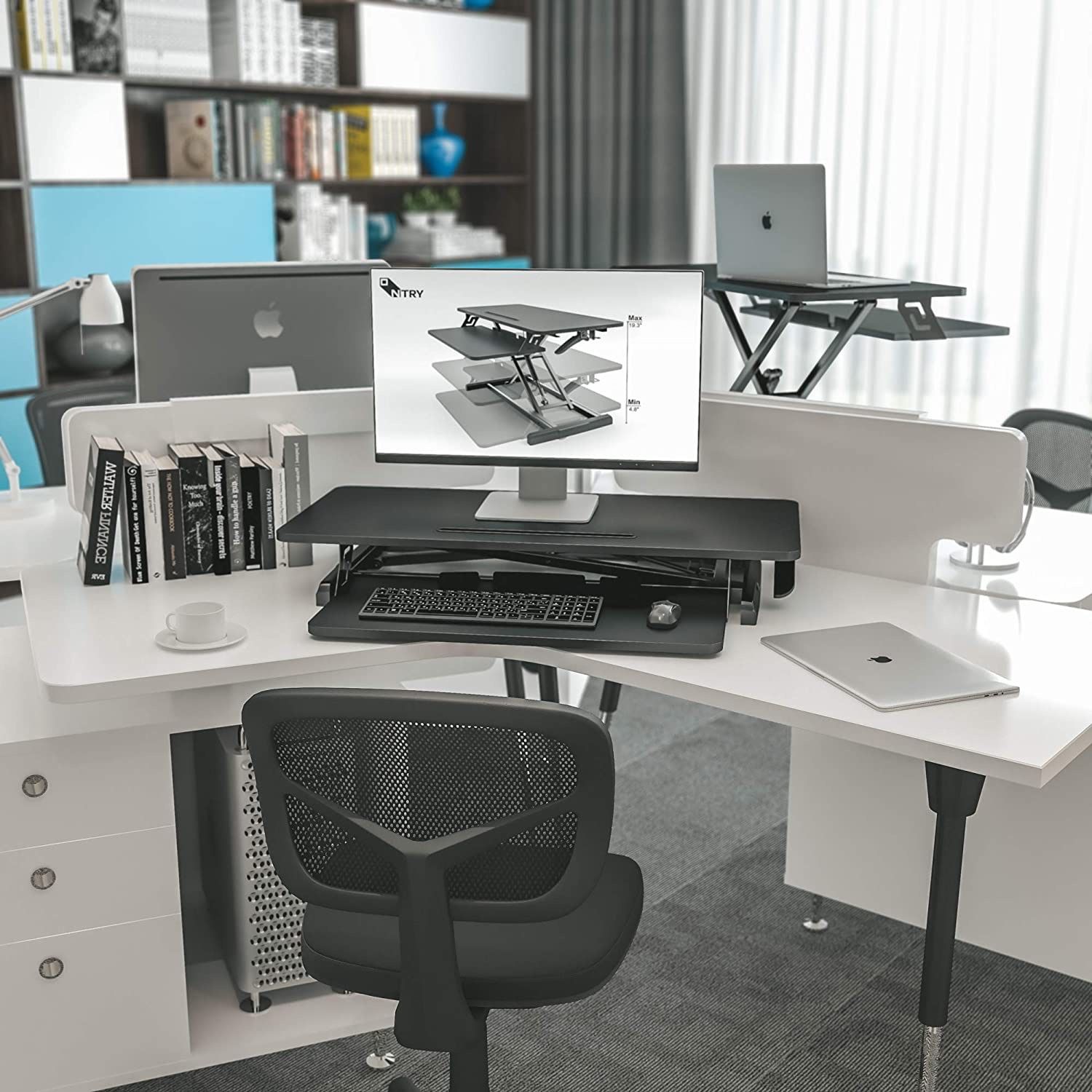 Standing Desk Converter,Height Adjustable Stand Up Desk Riser Ergonomic Desktop Space Allows for Dual Monitors, for Home Office Desk Workstation