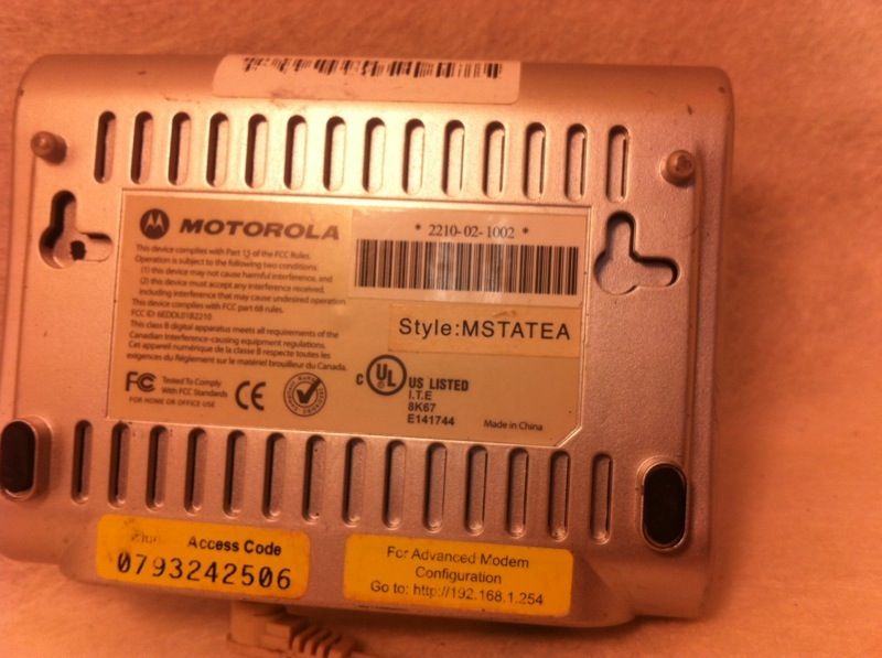Motorola modem style:MSTATEA
