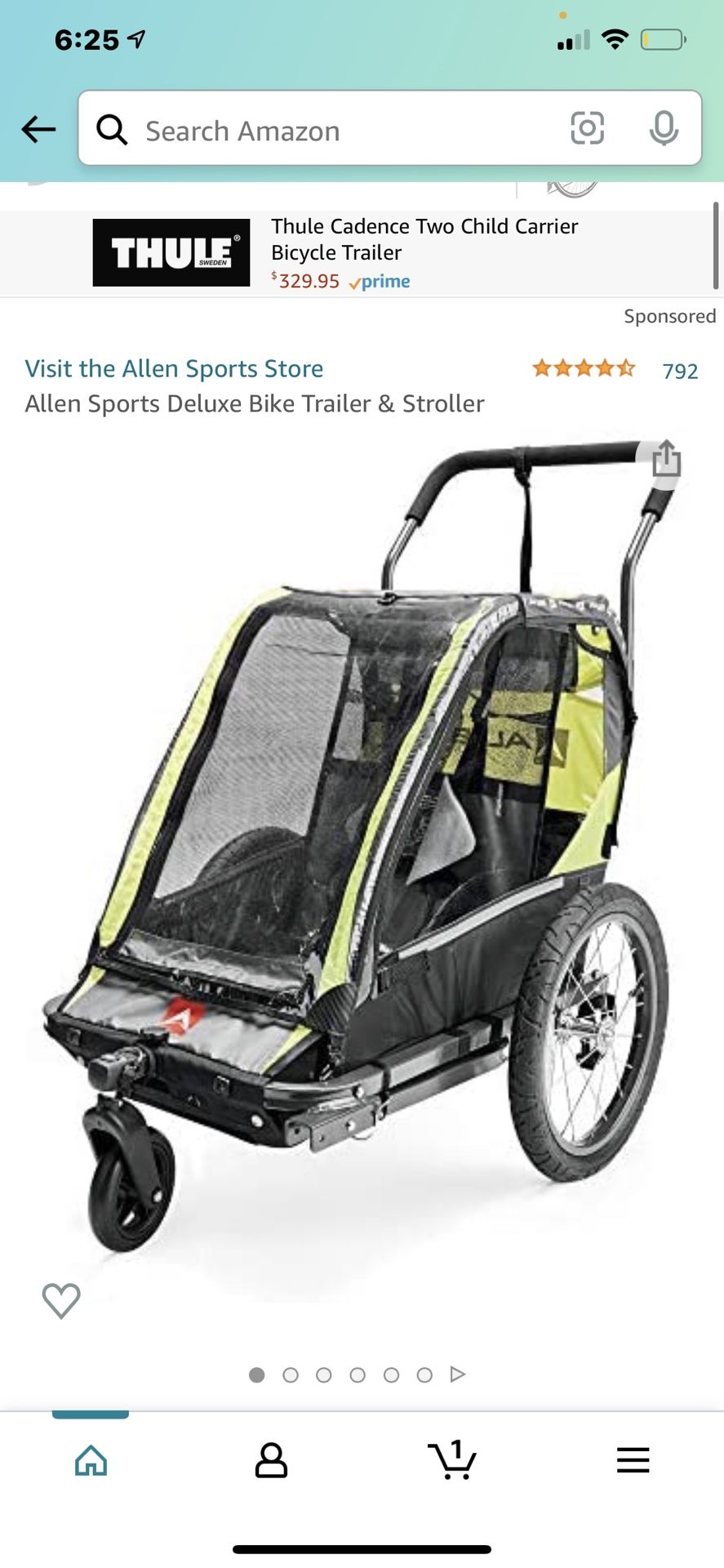len Sports Deluxe Steel 1-Child Bicycle Trailer and Stroller