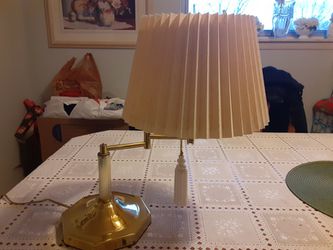  VERY NEAT LOOKING  BRASS LAMP  THAT IS  adjustable For LITE  17inches Tall  Thumbnail