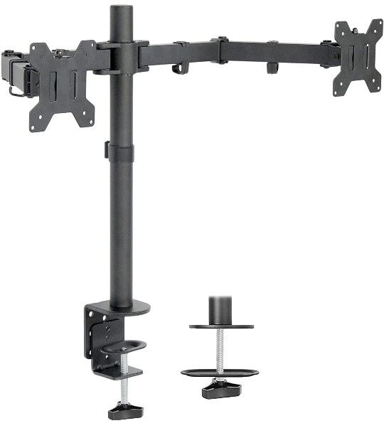 VIVO Dual LCD LED 13 to 27 inch Monitor Desk Mount Stand, Heavy Duty Fully Adjustable, Fits 2 Screens, STAND-VO02