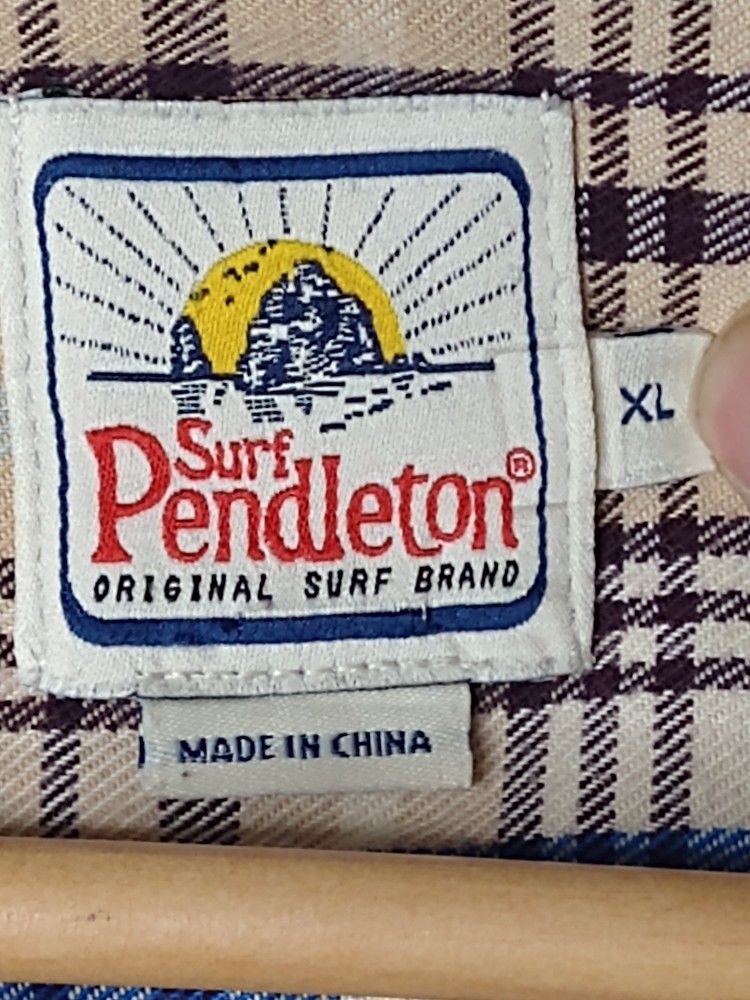 Surf Pendleton Board Plaid Shirt Men's Size XL Long Sleeve Button Down