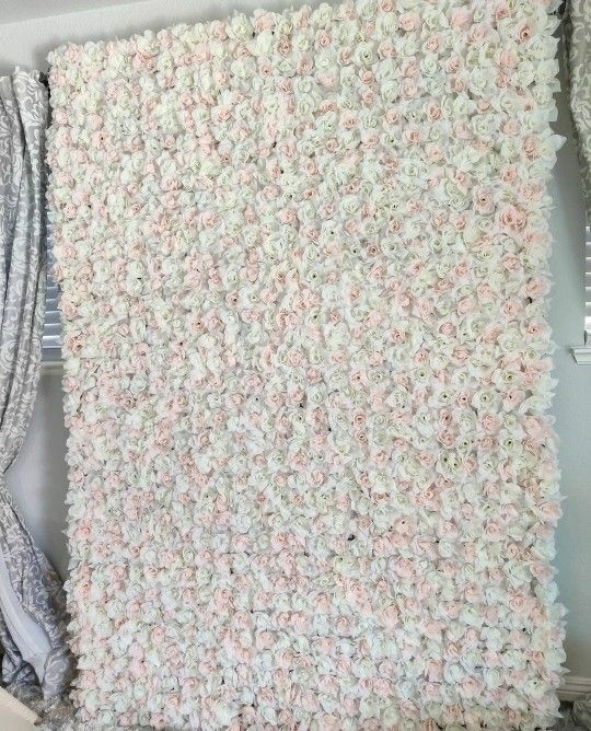 Light Pink/White Flower Backdrop 6'5ft X 7'5ft