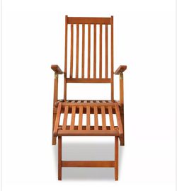 Outdoor Deck Chair with Footrest Solid Acacia Wood Thumbnail