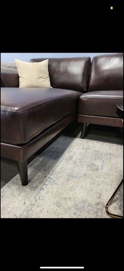 Top grain leather L shaped sectional- modern style- amazing quality- 4 color options- in stock Thumbnail