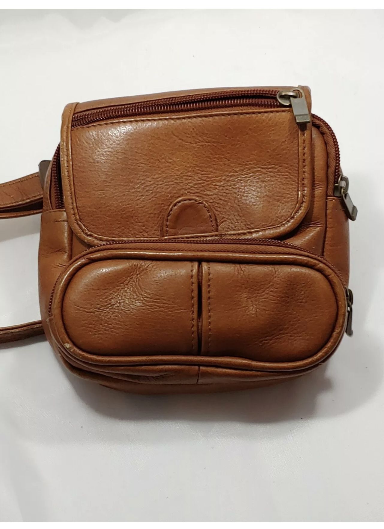 Fanny Pack Genuine Columbian Leather Adjustable Belt to 46 Brown Waist Belt Nice