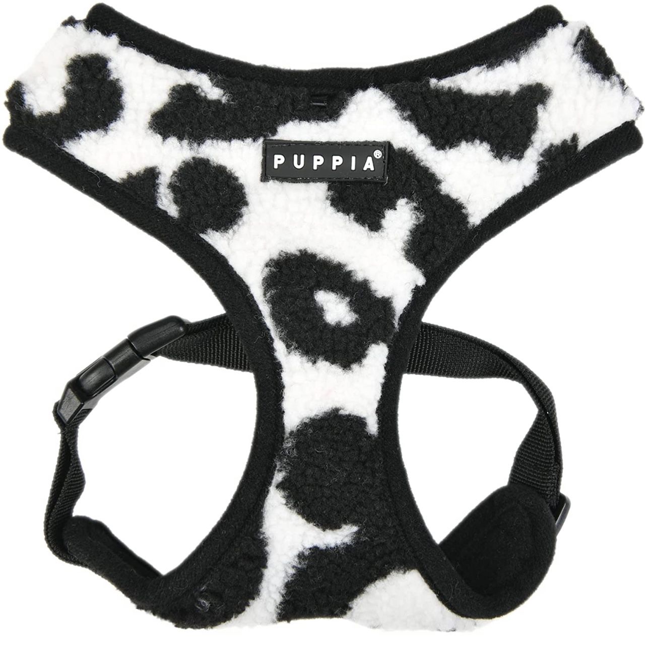 PUPPIA Serval Harness A (Over-The-Head), MEDIUM, Black/White, Spots design