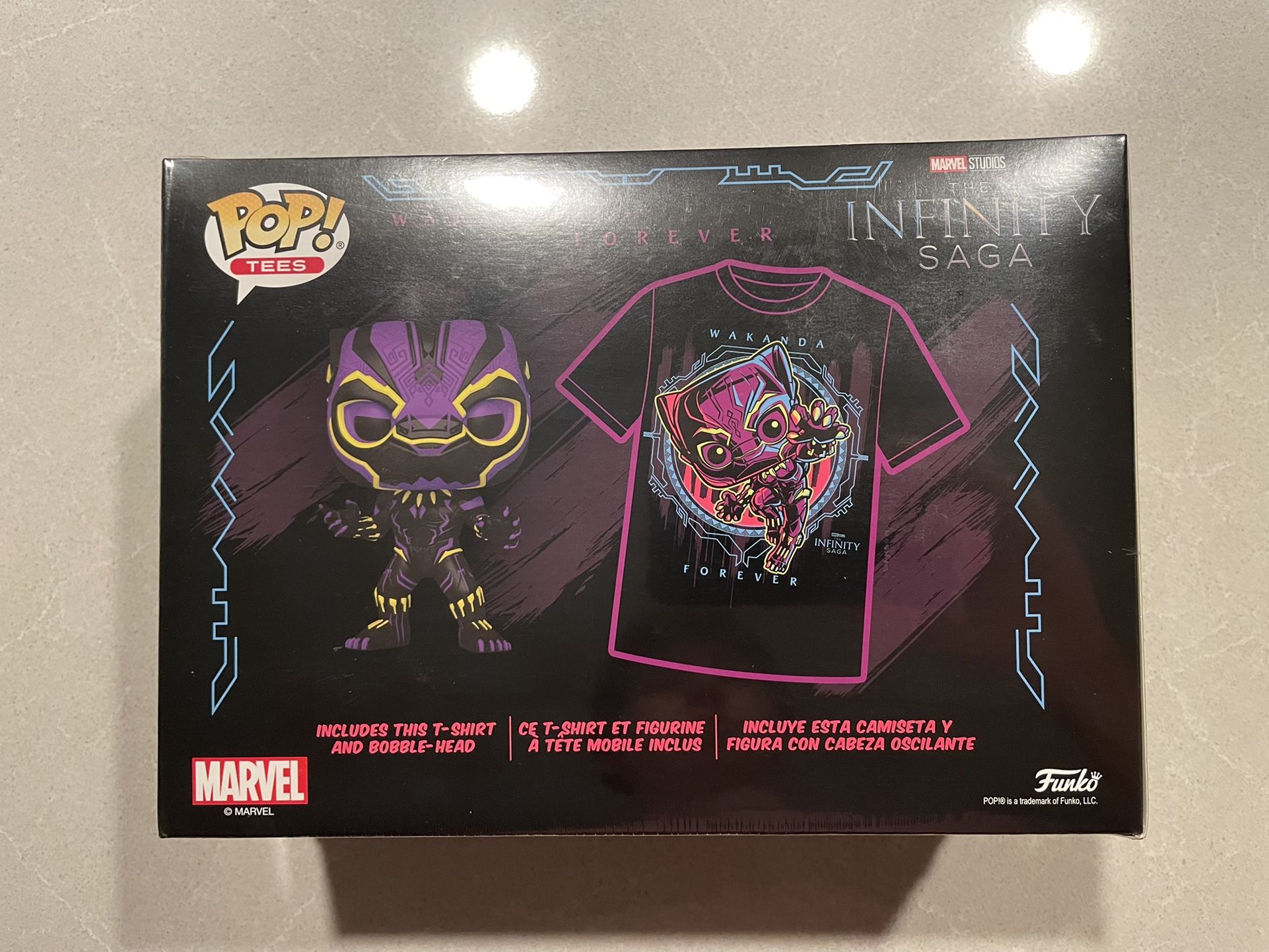 Black Light Black Panther Funko Pop Boxset Large T-shirt *MINT SEALED* Target Exclusive Marvel Avengers 891 with protector