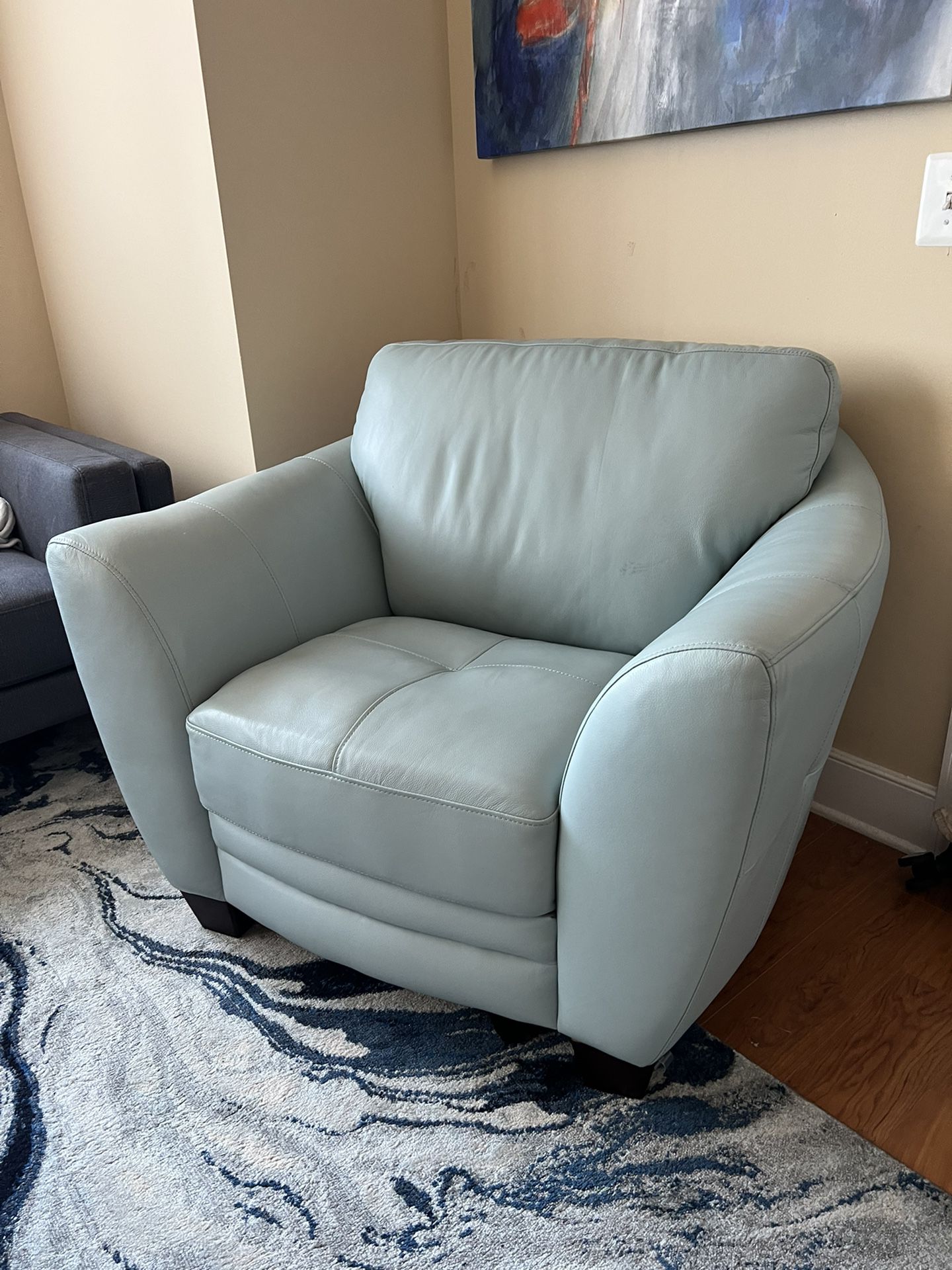Light Blue Leather Armchair