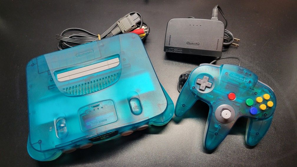 Nintendo 64 Ice Blue N64 Console w/ Paper Mario Kirby Mario Party - Complete & Excellent