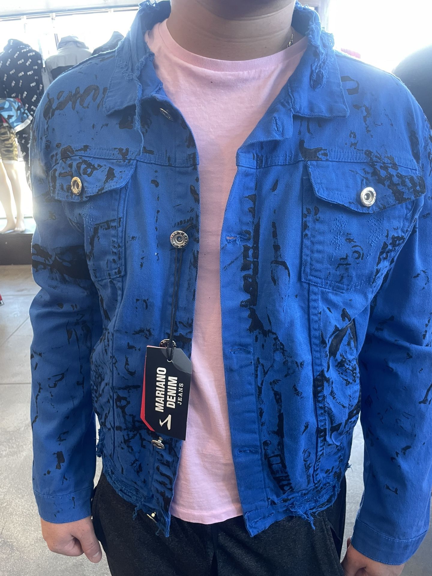 Men’s Blue Denim Jean Jacket Huge Blowout Sale