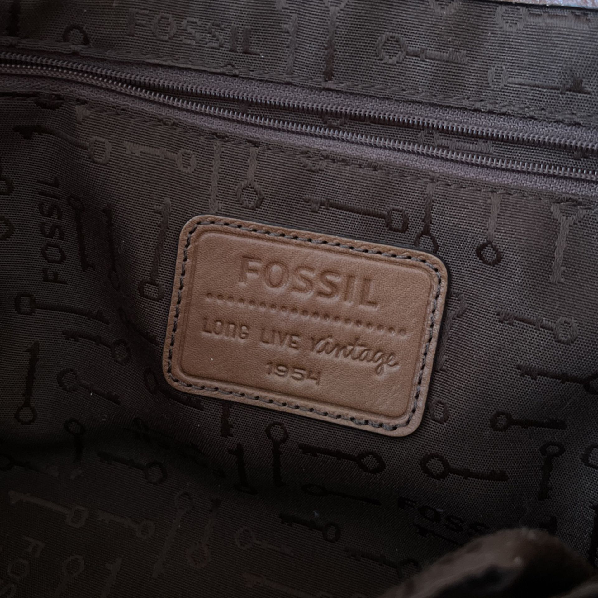 Brown Fossil Genuine Leather Hand Bag