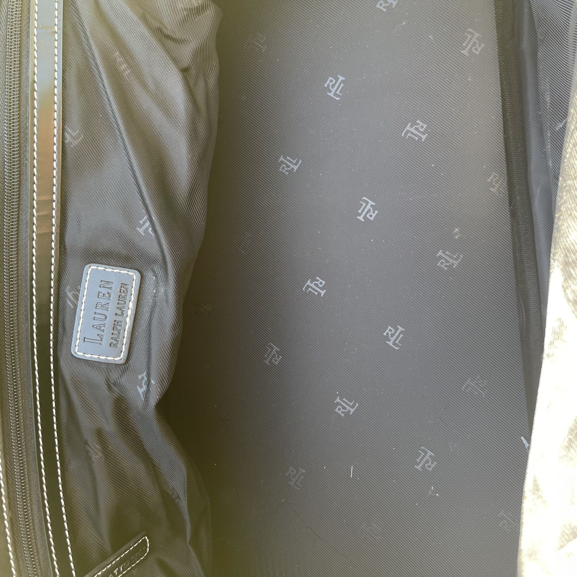 RALPH LAUREN Signature Jacquard Monogram RL Rolling Duffle Carry On Luggage Bag