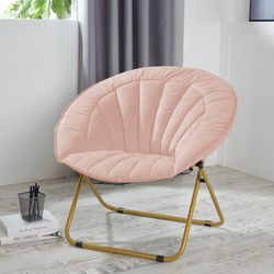 Urban Shop Velvet Channel Stitch Saucer Chair, Multiple Colors Thumbnail