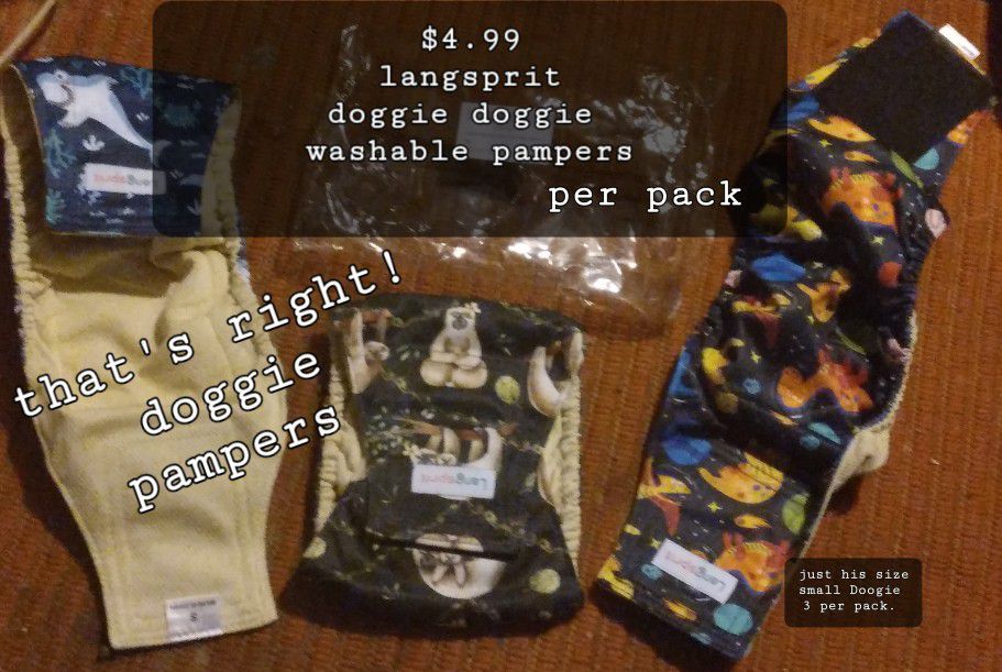 Langsprit      3 Small Doggie Washable Pampers 1.99