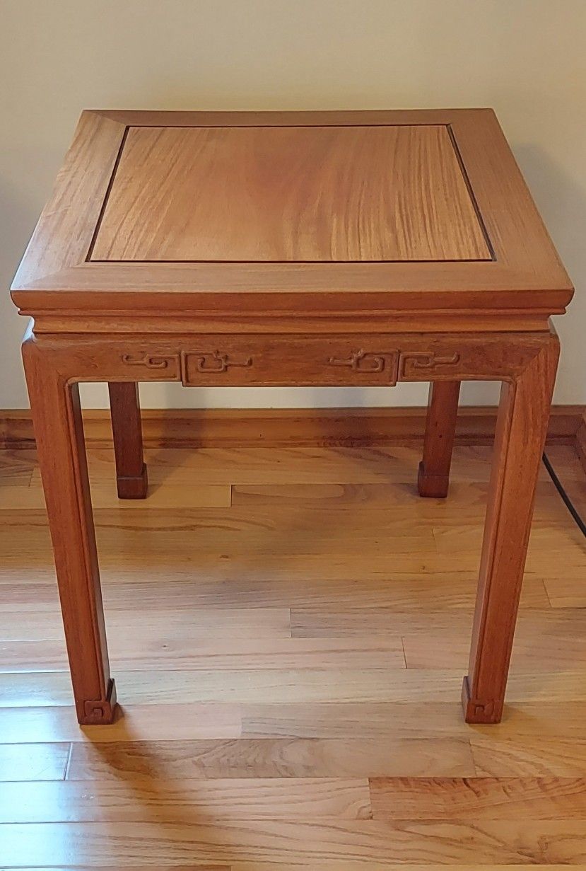 Vintage Carved Chinese Wood End Table