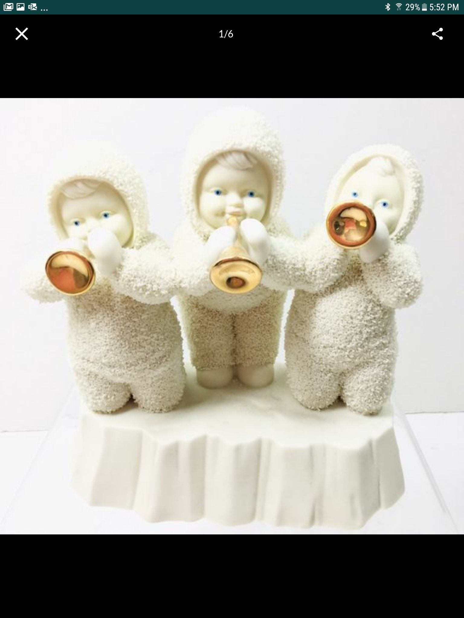 1998 Snowbabies Winter Celebration “Three Tiny Trumpeters” Figurine