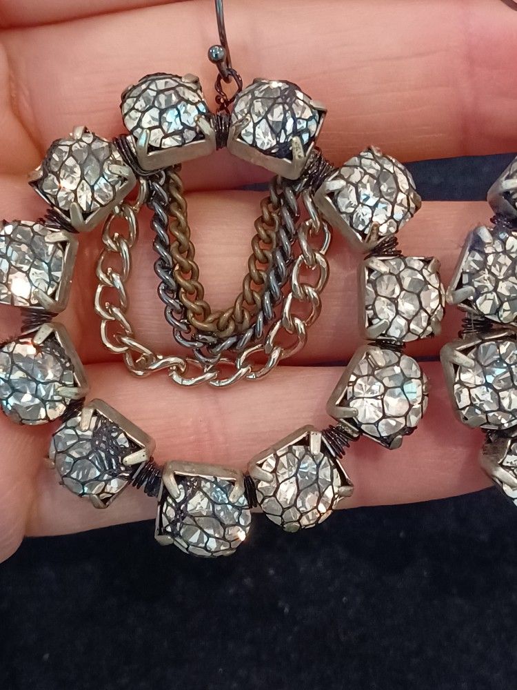 Nordstrom Fishnet Covered Rhinestone Earrings