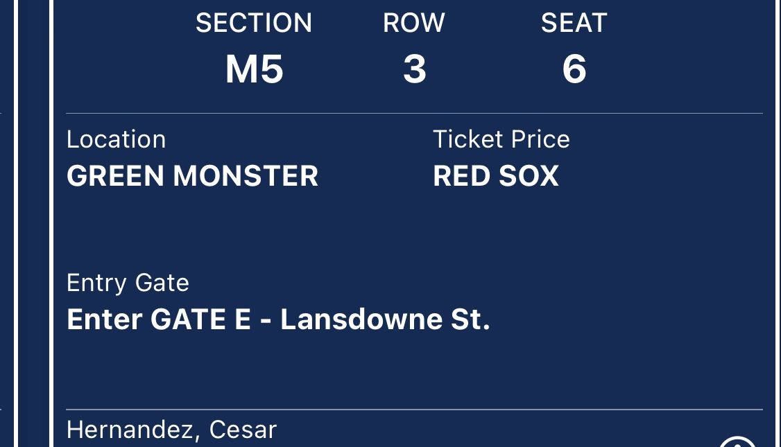 Green Monster Tickets - Rays at Red Sox