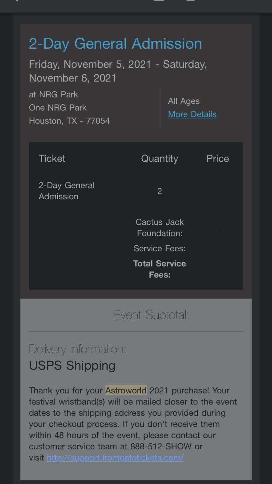 Astroworld Tickets 2021