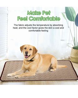 Jaaytct Cooling Mat for Dogs Cats Ice Silk Pet Self Cooling Pad Blanket for Pet Beds/Kennels/Couches /Car Seats/Floors Size XL Thumbnail